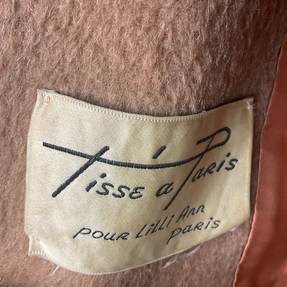 Vintage LILLI ANNE MadMen 1950 Wool Cashmere Camel MINK Coat M-L Swing Coat - Picture 8 of 11